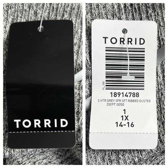 Torrid Cardigan New Knit Duster Open Front Heather Gray Women’s Plus Size 1X - Picture 9 of 11